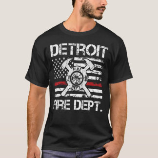 Detroit Michigan Fire Department Thin Red Line Fir T-Shirt