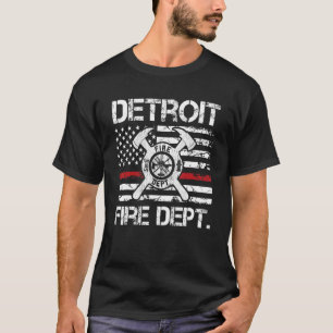 Detroit Michigan Fire Department Thin Red Line Fir T-Shirt