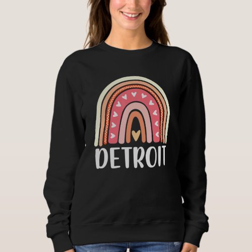 Detroit Michigan For Women Rainbow Hearts Sweatshirt