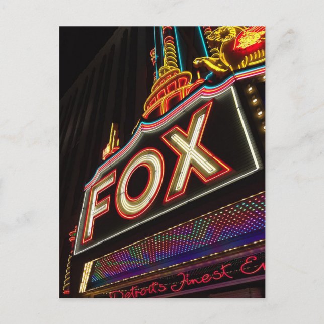 Detroit Michigan FOX Theater Postcard (Front)