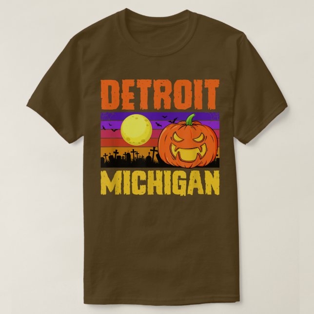 Detroit Michigan Happy Halloween Party Local City  T-Shirt (Design Front)