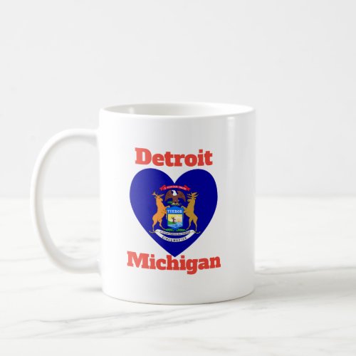 Detroit Michigan Heart Flag  Coffee Mug