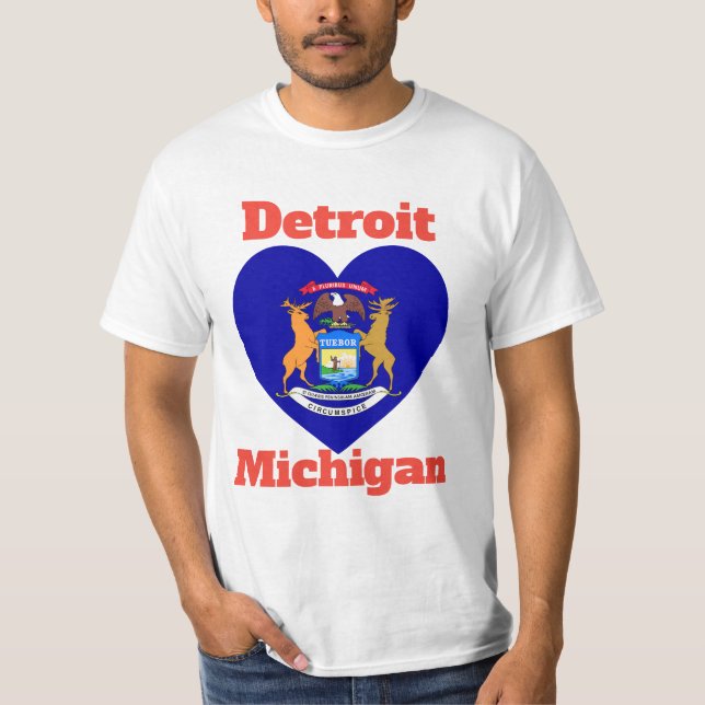 Detroit Michigan Heart Flag  T-Shirt (Front)