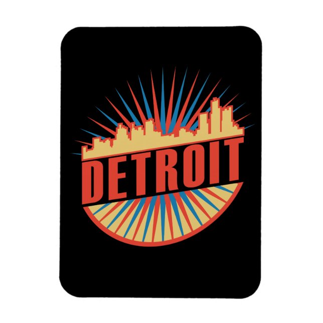 Detroit Michigan Hometown Pride Vintage Travel Magnet (Vertical)