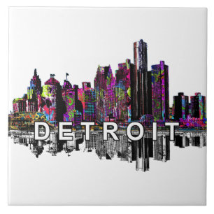 Detroit, Michigan in graffiti Ceramic Tile