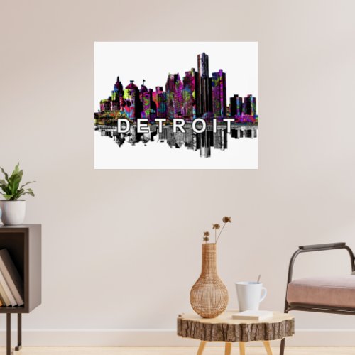 Detroit Michigan in graffiti Poster