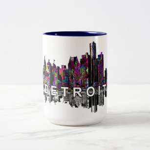 Detroit, Michigan in graffiti Two-Tone Coffee Mug
