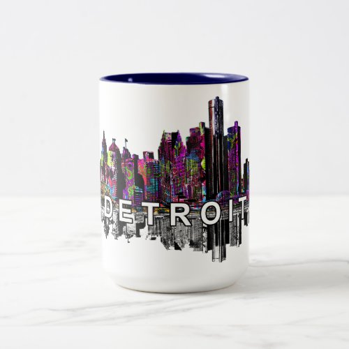 Detroit Michigan in graffiti Two_Tone Coffee Mug