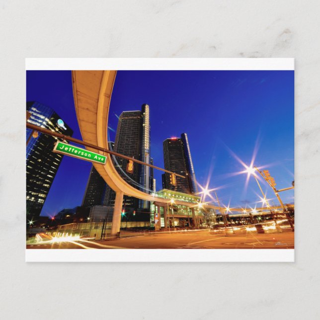 Detroit Michigan Jefferson Avenue Postcard (Front)