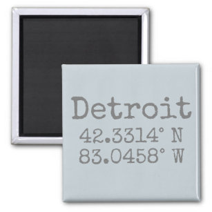 Detroit Michigan Latitude Longitude  Keychain Magnet