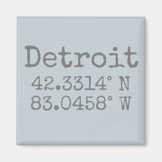 Detroit Michigan Latitude Longitude Keychain Magnet
