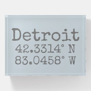 Detroit Michigan Latitude Longitude Paperweight