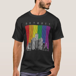 Detroit Michigan LGBT Rainbow Flag Pride T-Shirt