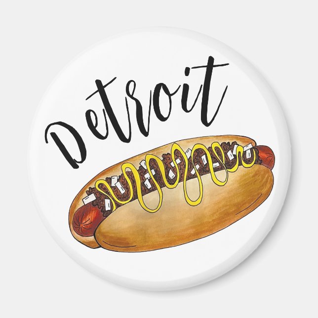 Detroit Michigan MI Coney Island Hot Dog Chili Dog Magnet (Front)