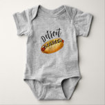 Detroit Michigan MI Coney Island Hot Dog Hotdog Baby Bodysuit<br><div class="desc">Design features an original marker illustration of a Coney Island hot dog, a popular food in Detroit, Michigan and the midwestern United States featuring a hotdog topped with meat chili sauce, chopped white onions, and yellow mustard. Design features the word DETROIT scrawled in a fun black font. Ideal for your...</div>