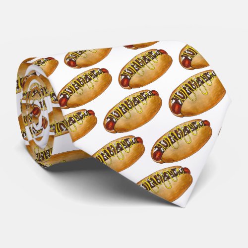 Detroit Michigan MI Coney Island Hot Dog Hotdog Neck Tie