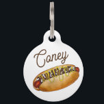 Detroit Michigan MI Coney Island Hot Dog Hotdog Pet ID Tag<br><div class="desc">Design features an original marker illustration of a Coney Island hot dog, a popular food in Detroit, Michigan and the midwestern United States featuring a hotdog topped with meat chili sauce, chopped white onions, and yellow mustard. Ideal for your favorite foodie. This design is also available on other products. Lots...</div>