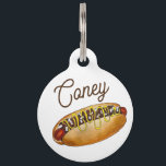 Detroit Michigan MI Coney Island Hot Dog Hotdog Pet ID Tag<br><div class="desc">Design features an original marker illustration of a Coney Island hot dog, a popular food in Detroit, Michigan and the midwestern United States featuring a hotdog topped with meat chili sauce, chopped white onions, and yellow mustard. Ideal for your favorite foodie. This design is also available on other products. Lots...</div>