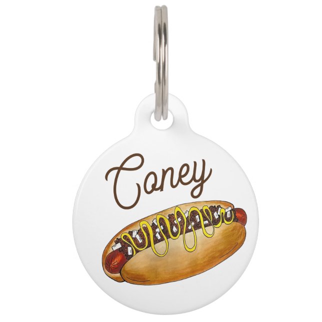 Detroit Michigan MI Coney Island Hot Dog Hotdog Pet ID Tag (Front)