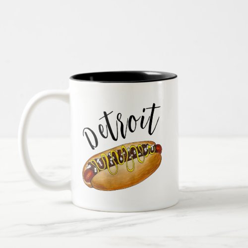 Detroit Michigan MI Coney Island Hot Dog Hotdog Two_Tone Coffee Mug