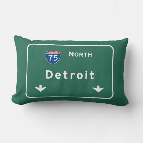 Detroit Michigan mi Interstate Highway Freeway  Lumbar Pillow