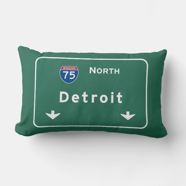 Detroit Michigan mi Interstate Highway Freeway : Lumbar Pillow (Front)