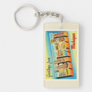 Detroit Michigan MI Old Vintage Travel Souvenir Keychain