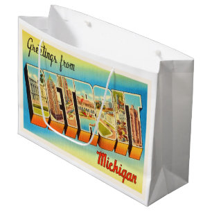 Detroit Michigan MI Old Vintage Travel Souvenir Large Gift Bag