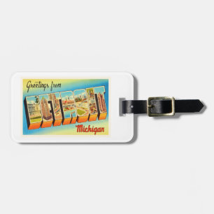 Detroit Michigan MI Old Vintage Travel Souvenir Luggage Tag