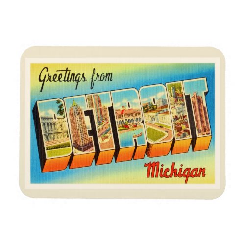 Detroit Michigan MI Old Vintage Travel Souvenir Magnet
