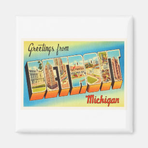Detroit Michigan MI Old Vintage Travel Souvenir Magnet