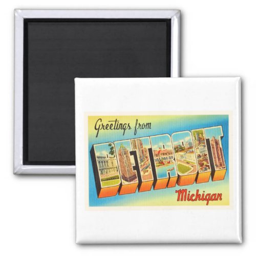 Detroit Michigan MI Old Vintage Travel Souvenir Magnet