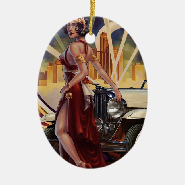 Detroit, Michigan | Motor City Ceramic Ornament (Front)