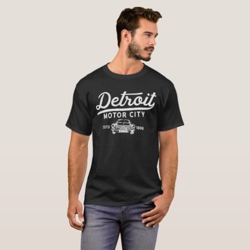 Detroit Michigan Motor City Classic Vintage Retro T_Shirt