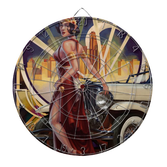 Detroit, Michigan | Motor City Dartboard With Darts (Front)