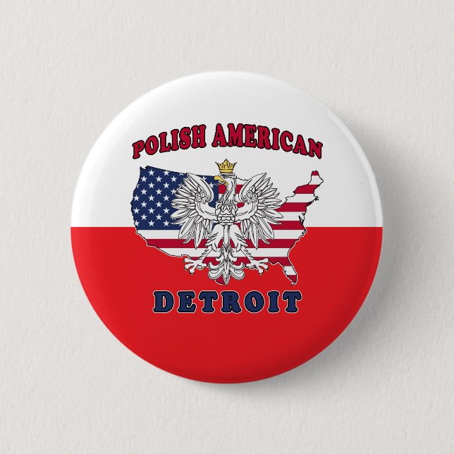 Detroit Michigan Polish Button (Front)