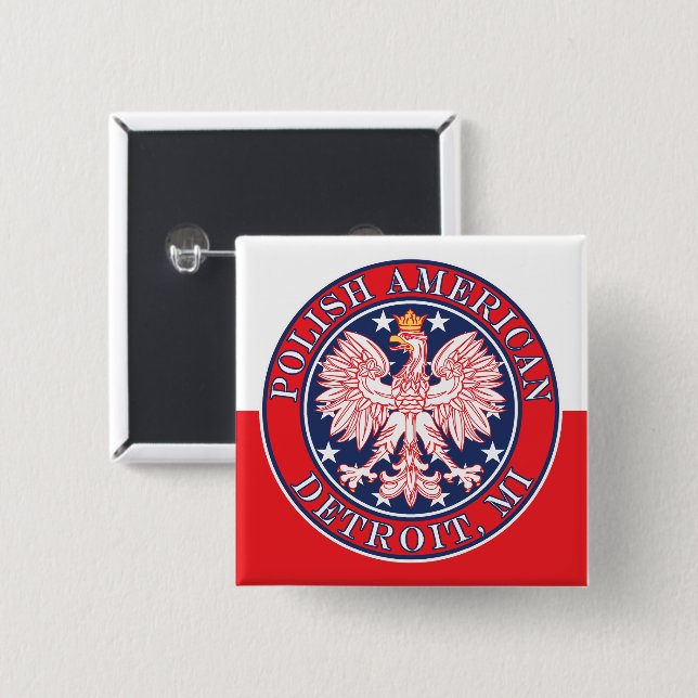 Detroit Michigan Polish Eagle Button (Front & Back)