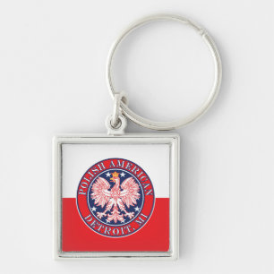 Detroit Michigan Polish Eagle Keychain