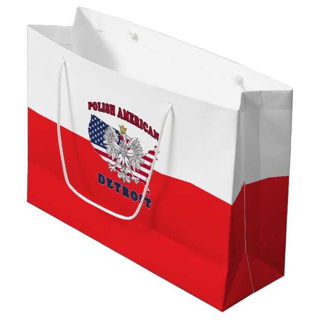 Detroit Michigan Polish Large Gift Bag (Front Angled)