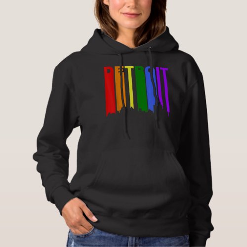 Detroit Michigan Rainbow Skyline LGBT Gay Pride  Hoodie