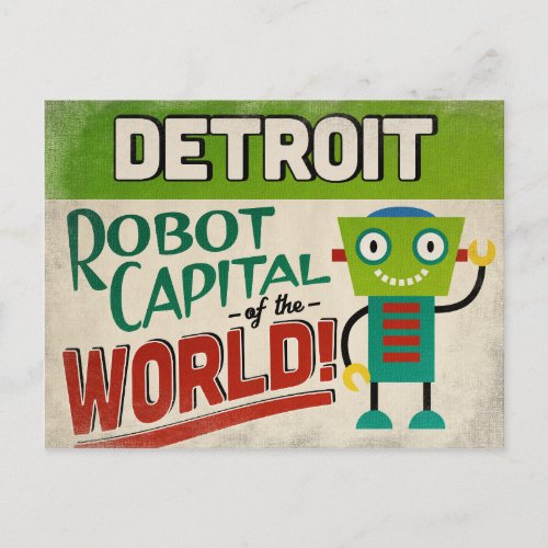 Detroit Michigan Robot _ Funny Vintage Postcard