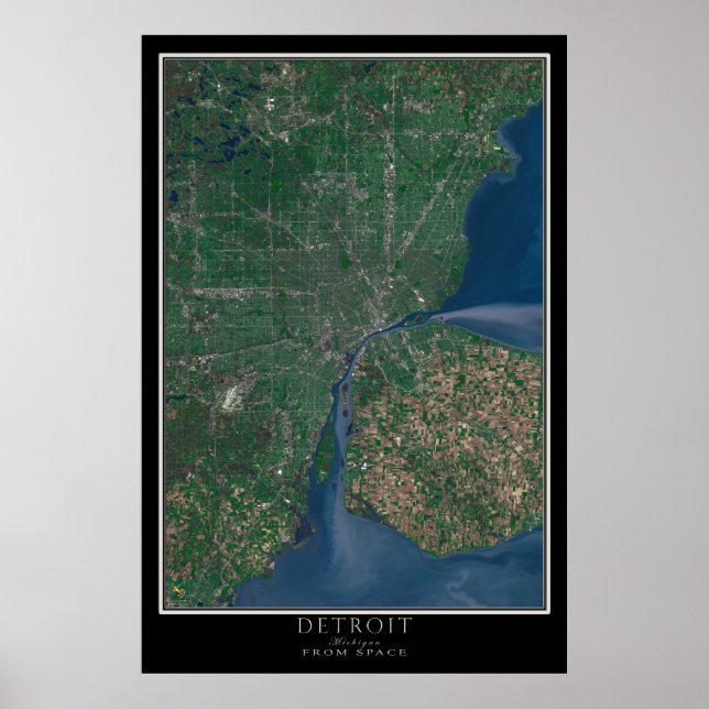Detroit Michigan Satellite Poster Map (Front)