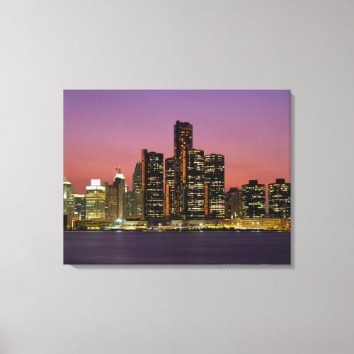 Detroit Michigan Skyline at Night Canvas Print