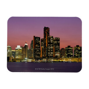 Detroit, Michigan Skyline at Night Magnet