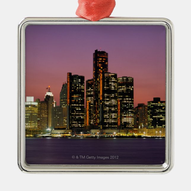 Detroit, Michigan Skyline at Night Metal Ornament (Front)