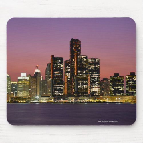 Detroit Michigan Skyline at Night Mouse Pad