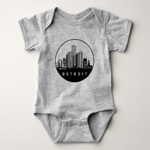 Detroit Michigan Skyline Baby Bodysuit