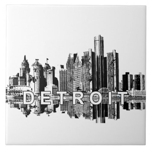 Detroit Michigan skyline Ceramic Tile