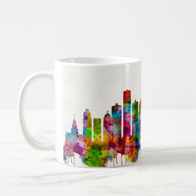 Detroit Michigan Skyline Coffee Mug (Left)