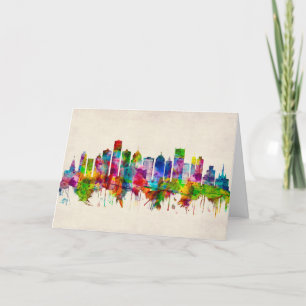 Detroit Michigan Skyline Holiday Card